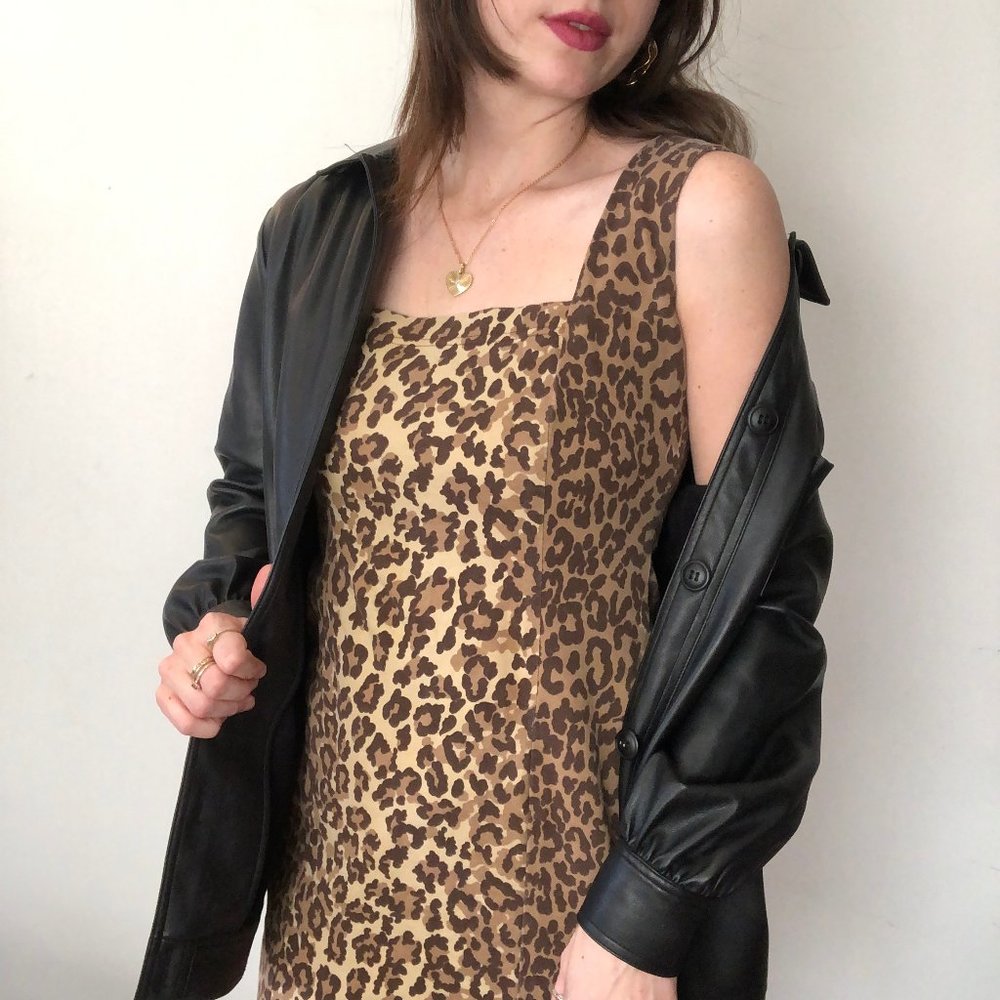 Vintage 1990s Moda Int Leopard Print Mini Dress